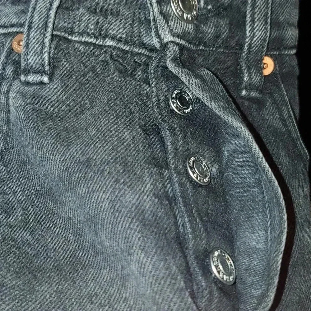 Zara Women's Relaxed Baggy Fit Button Up Black Non Distressed  Unhem Jeans Sz 2 - Picture 12 of 12